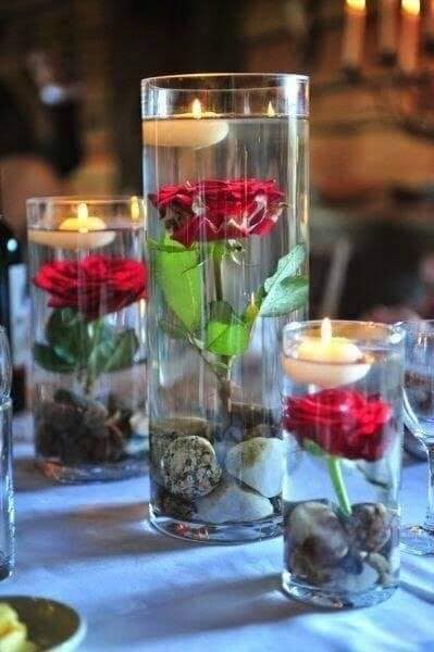 Centros de mesa com rosas