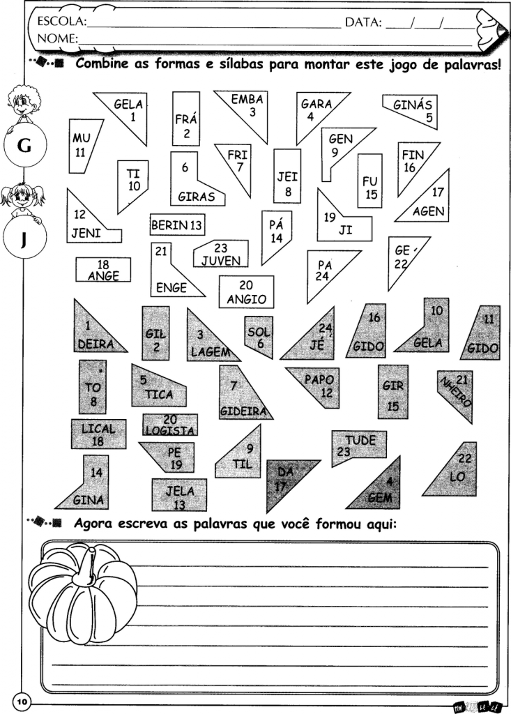 Combine as formas e sílabas para montar este jogo de palavras Combine as formas e silabas para montar este jogo de palavras