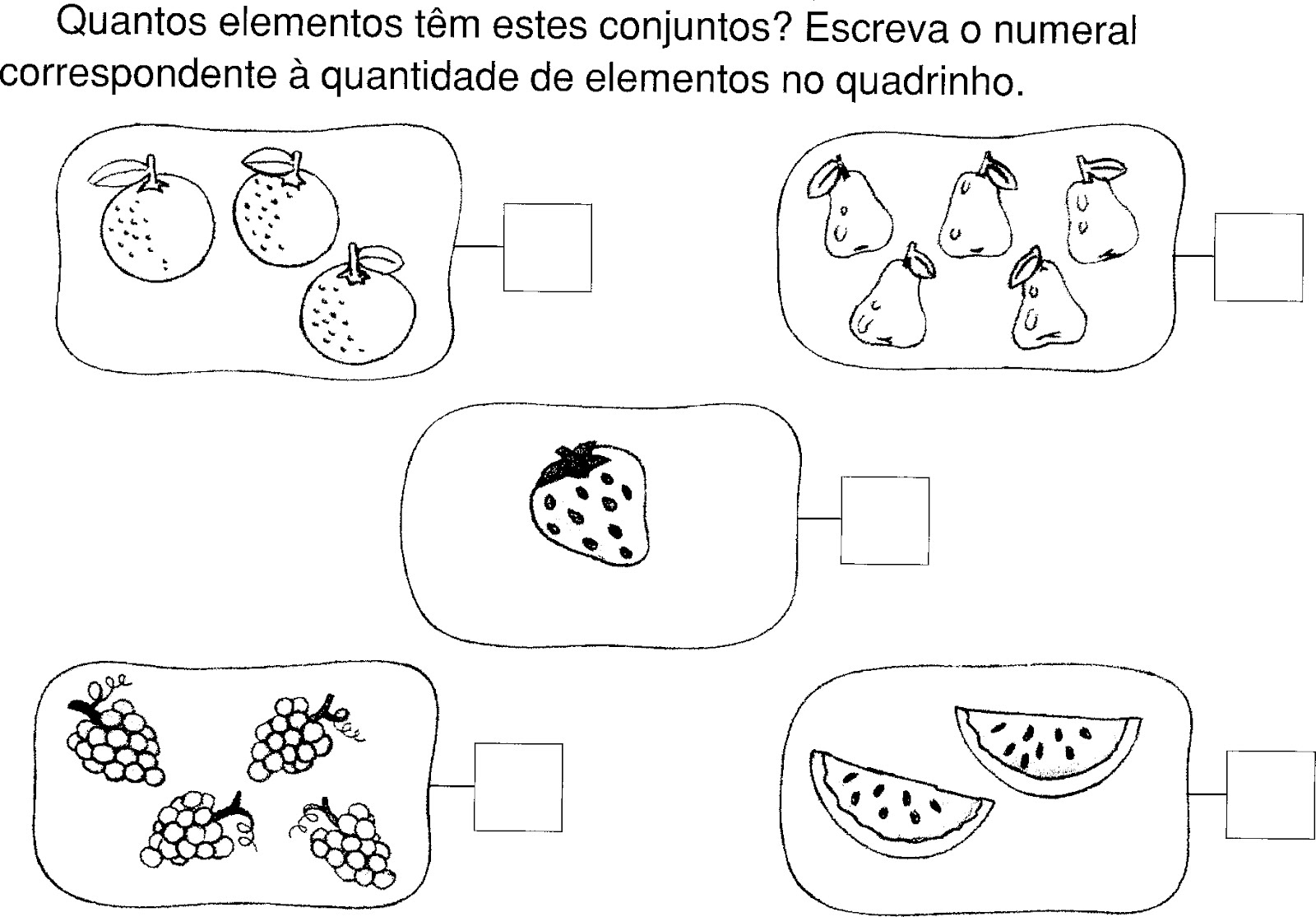 Quantos Elementos tem estes Conjuntos Escreva o Numeral Correspondente a Quantidade de Elementos no Quadrinho 1