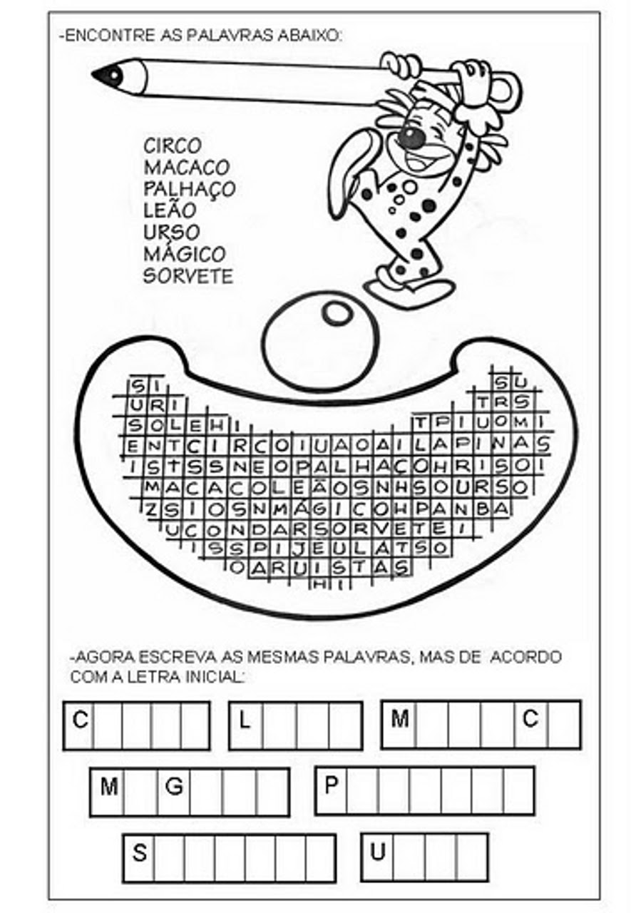 caca palavras palhaco 2