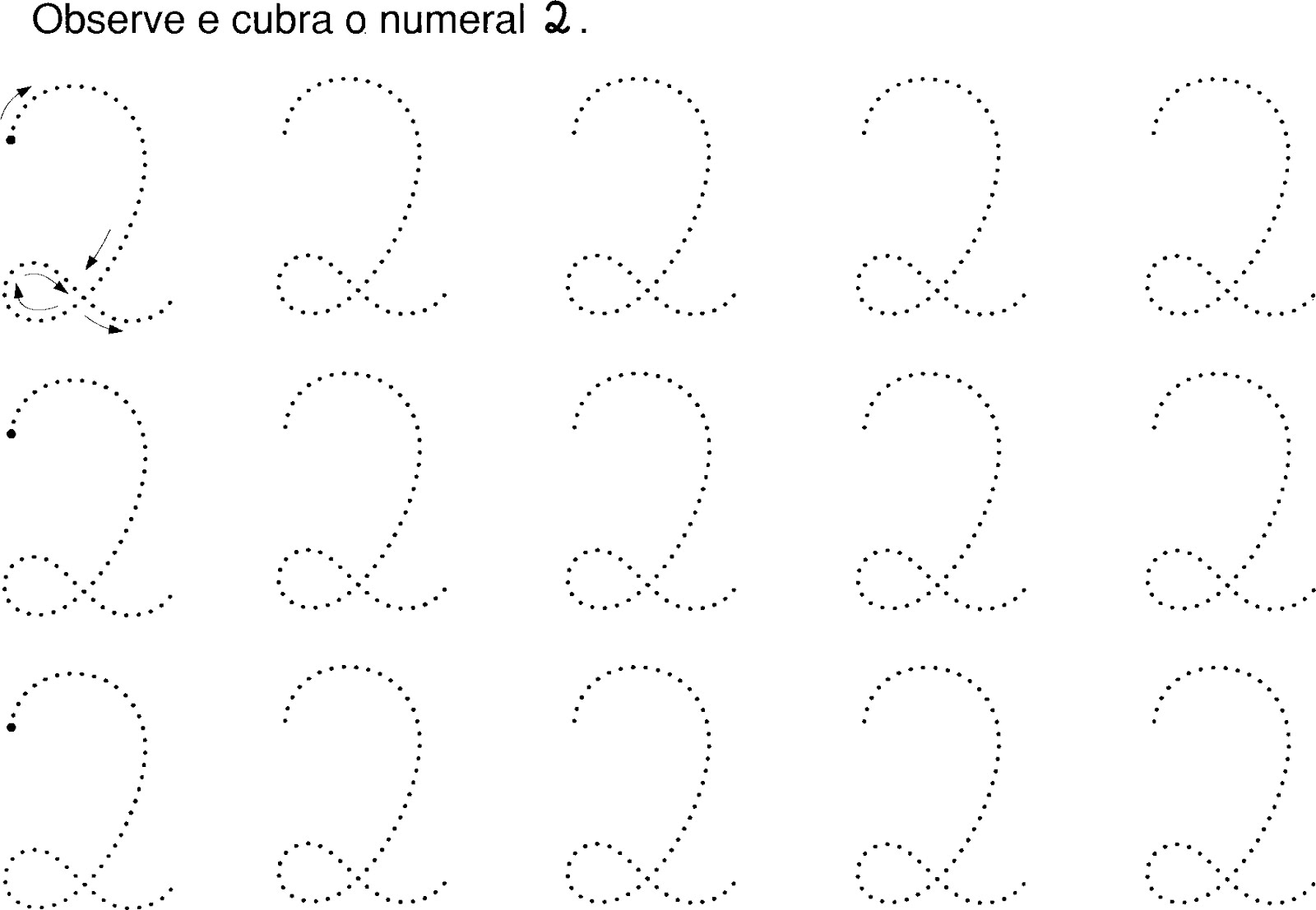 observe e cubra o numeral 2