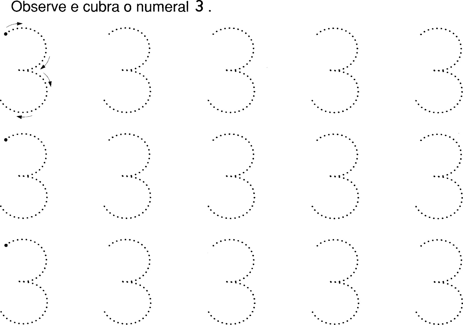 observe e cubra o numeral 3