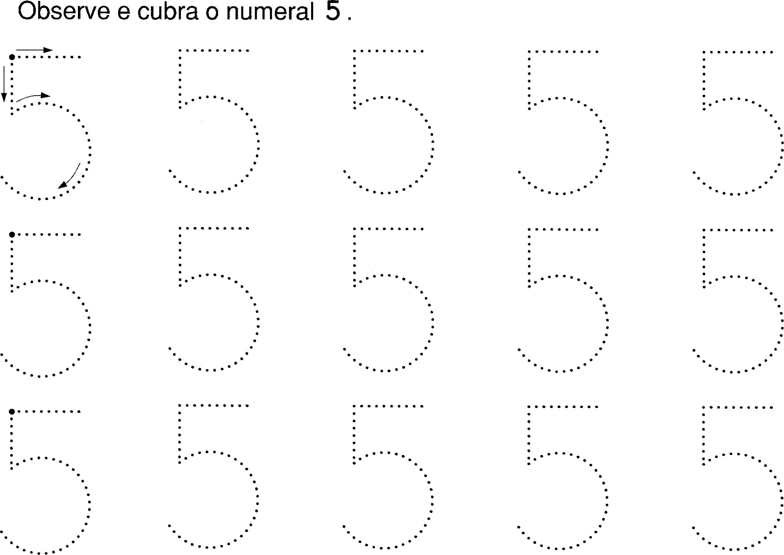 observe e cubra o numeral 5