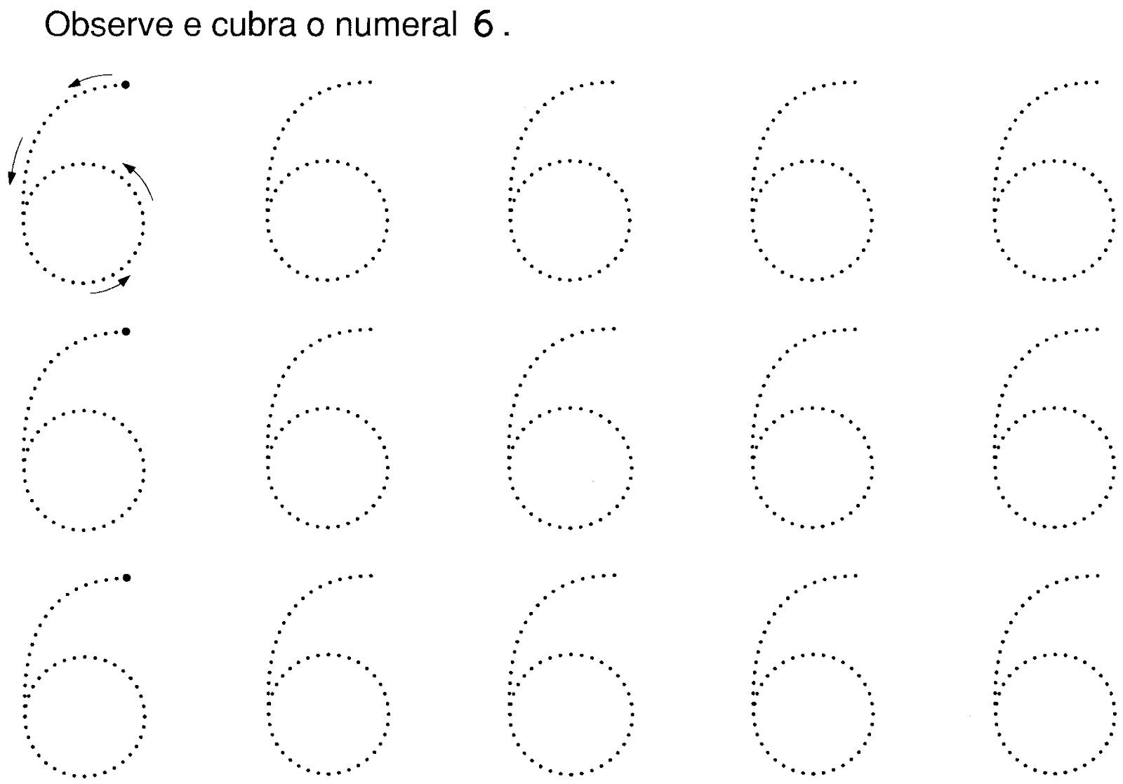 observe e cubra o numeral 6