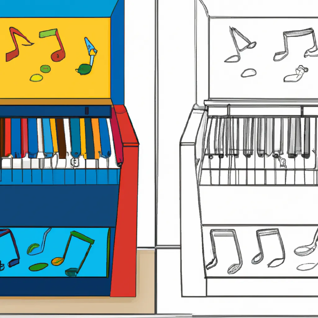 Atividade infantil de desenhar caixa musica