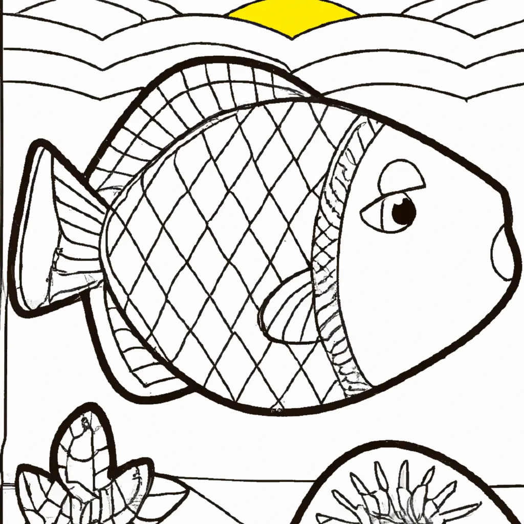 Atividade infantil de desenho anzol pesca arte ilustracao