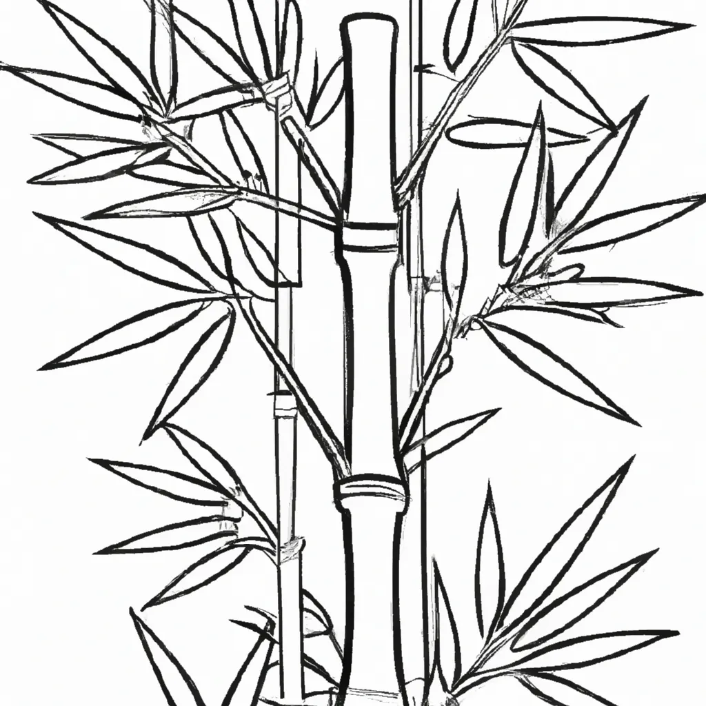 Atividade infantil de desenho arvore bambu