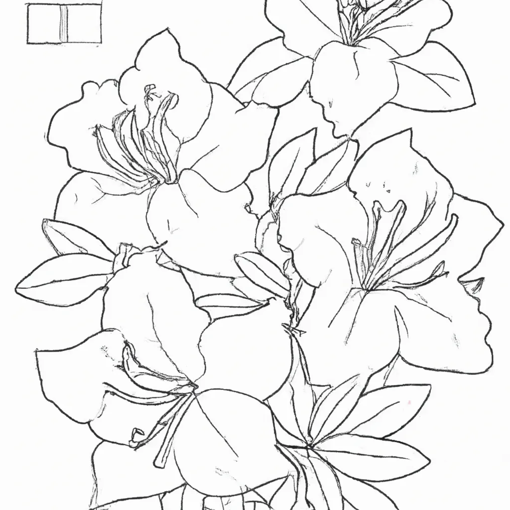 Atividade infantil de desenho azaleia flor arte bela