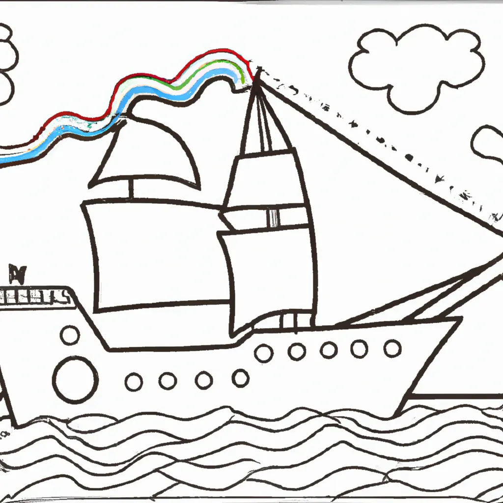 Atividade infantil de desenho barco mar aventura navio