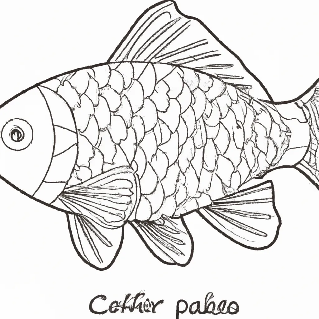 Atividade infantil de desenho carpa koi aquario arte