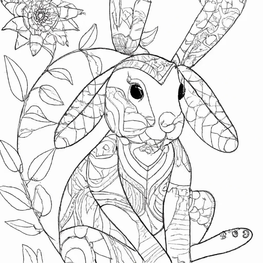 Atividade infantil de desenho coelho india