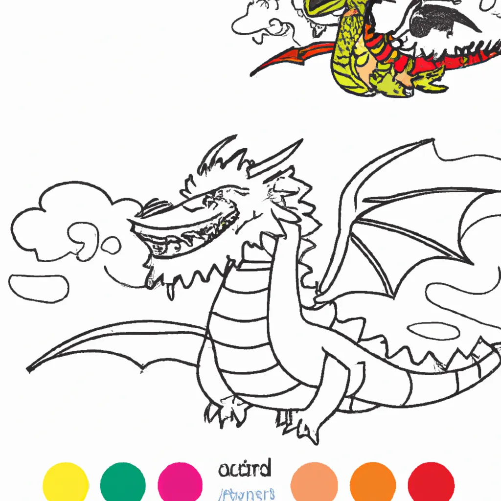 Atividade infantil de desenho dragao fogo