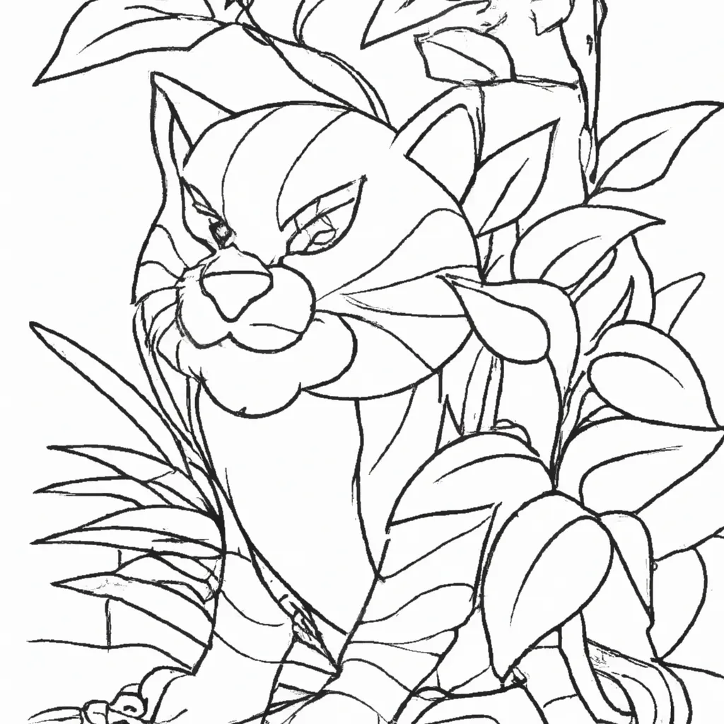 Desenho de Gato-Selvagem para Colorir: Surpreenda-se com o Resultado! Atividade infantil de desenho gato selvagem