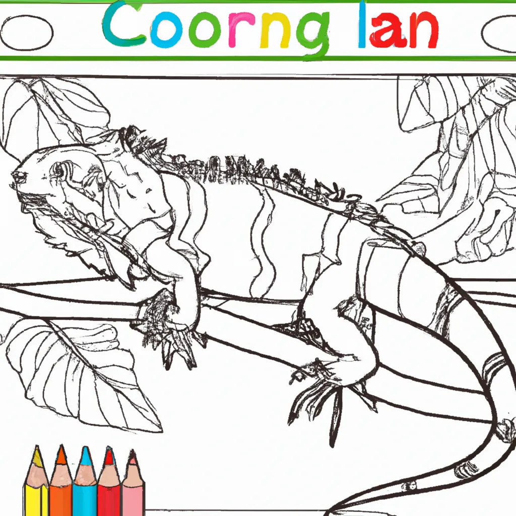Colorindo Uma Iguana: Desenho Divertido Para Crianças! Atividade infantil de desenho iguana