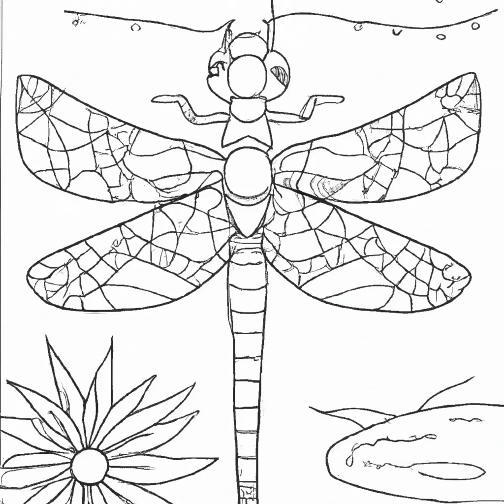 Atividade infantil de desenho libelula