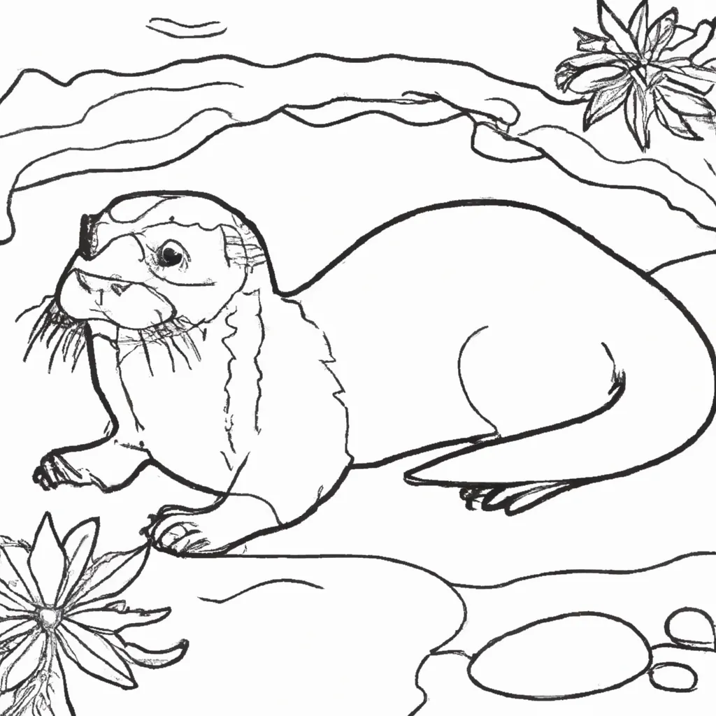 Colorindo a Lontra: Divertido Desenho para Crianças! Atividade infantil de desenho lontra