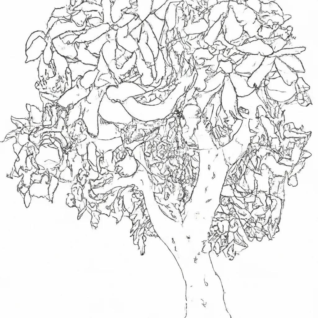 Atividade infantil de desenho manga arvore