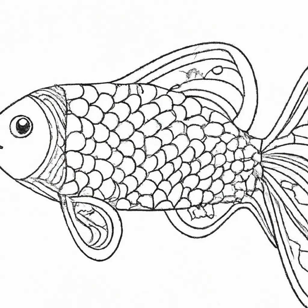 Atividade infantil de desenho peixe arco iris
