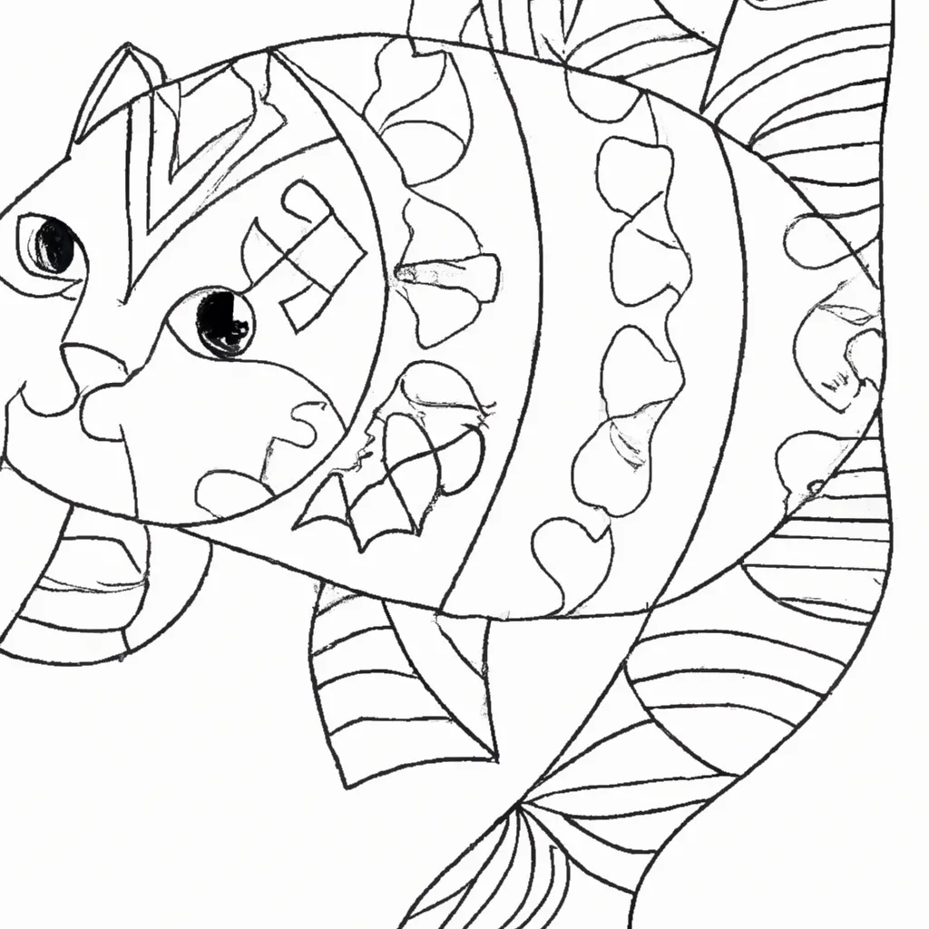 Atividade infantil de desenho peixe gato