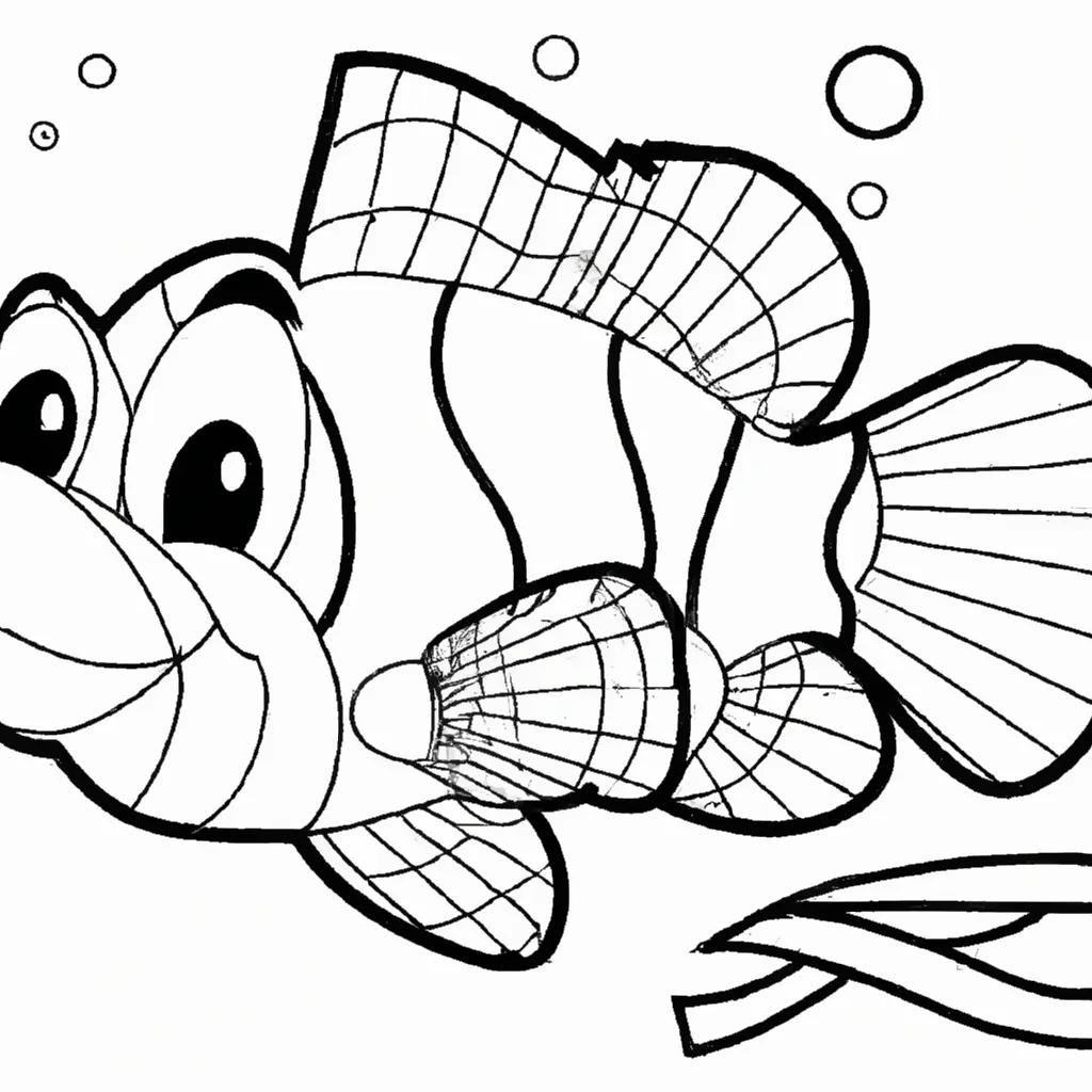 Atividade infantil de desenho peixe palhaco