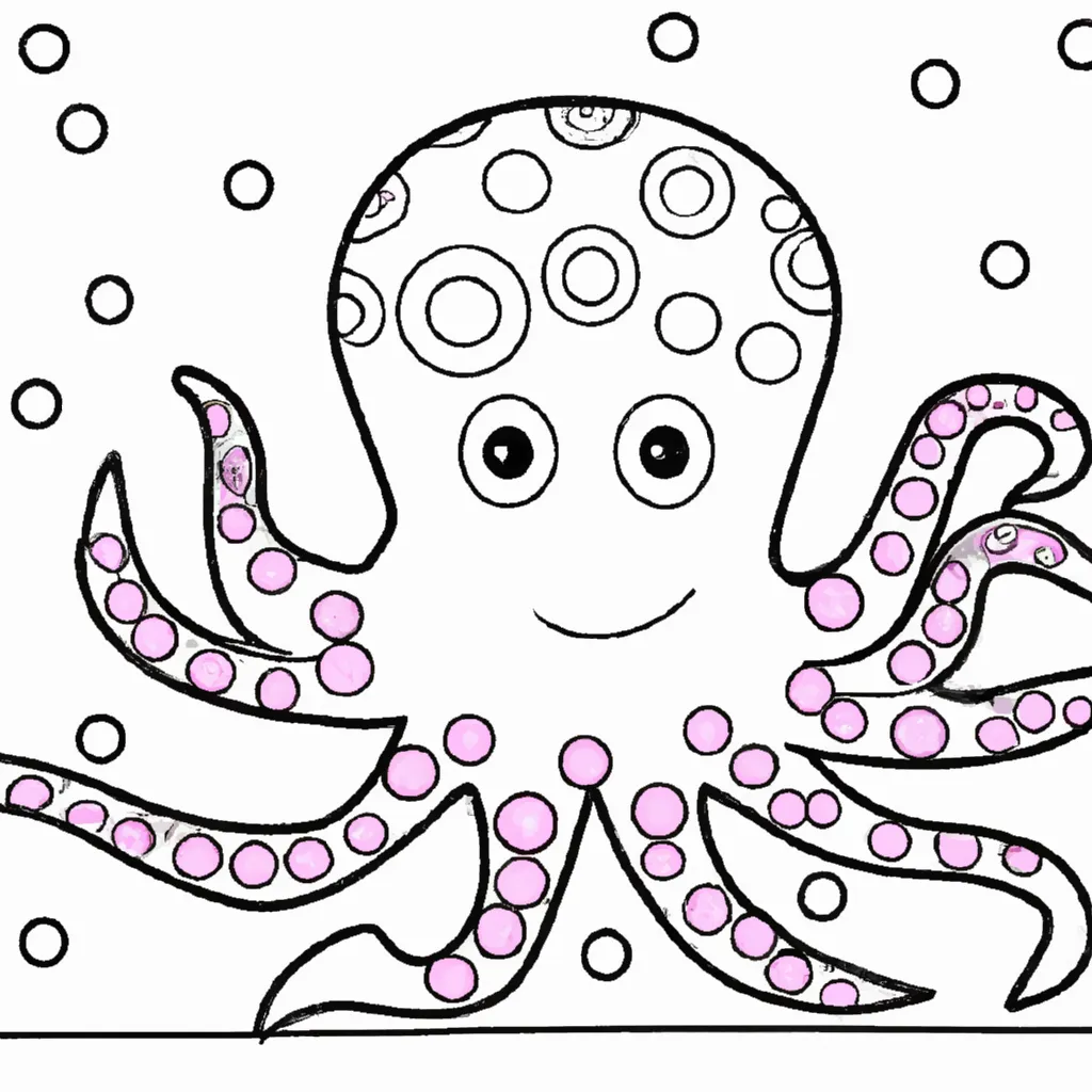 Atividade infantil de desenho polvo arte marinha colorido