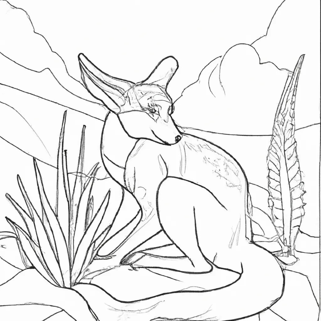 Atividade infantil de desenho raposa deserto