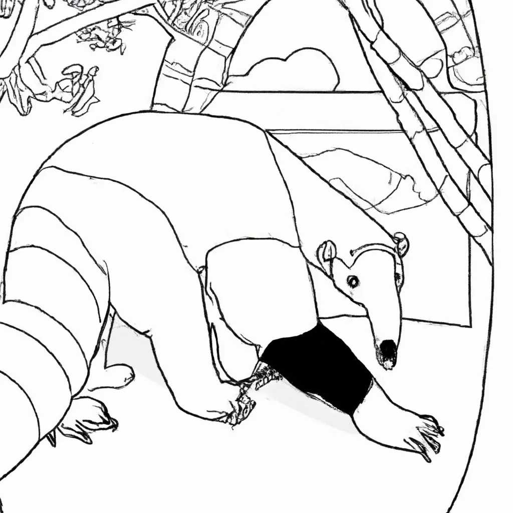Atividade infantil de desenho tamandua da caatinga