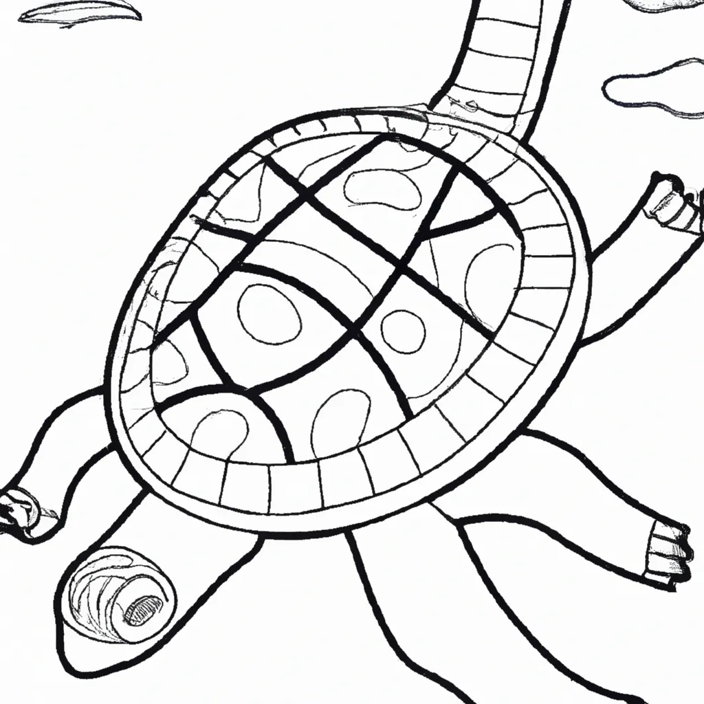 Atividade infantil de desenho tartaruga agua doce