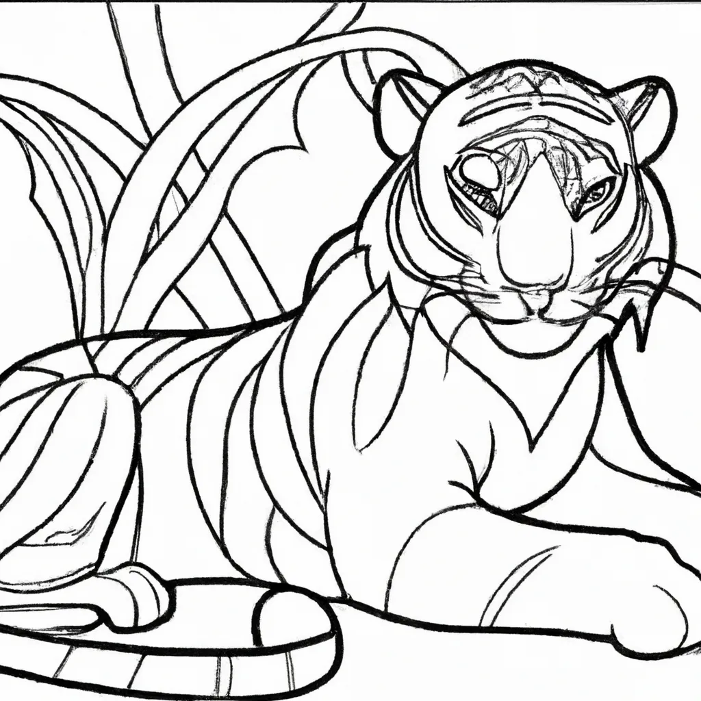 Atividade infantil de desenho tigre