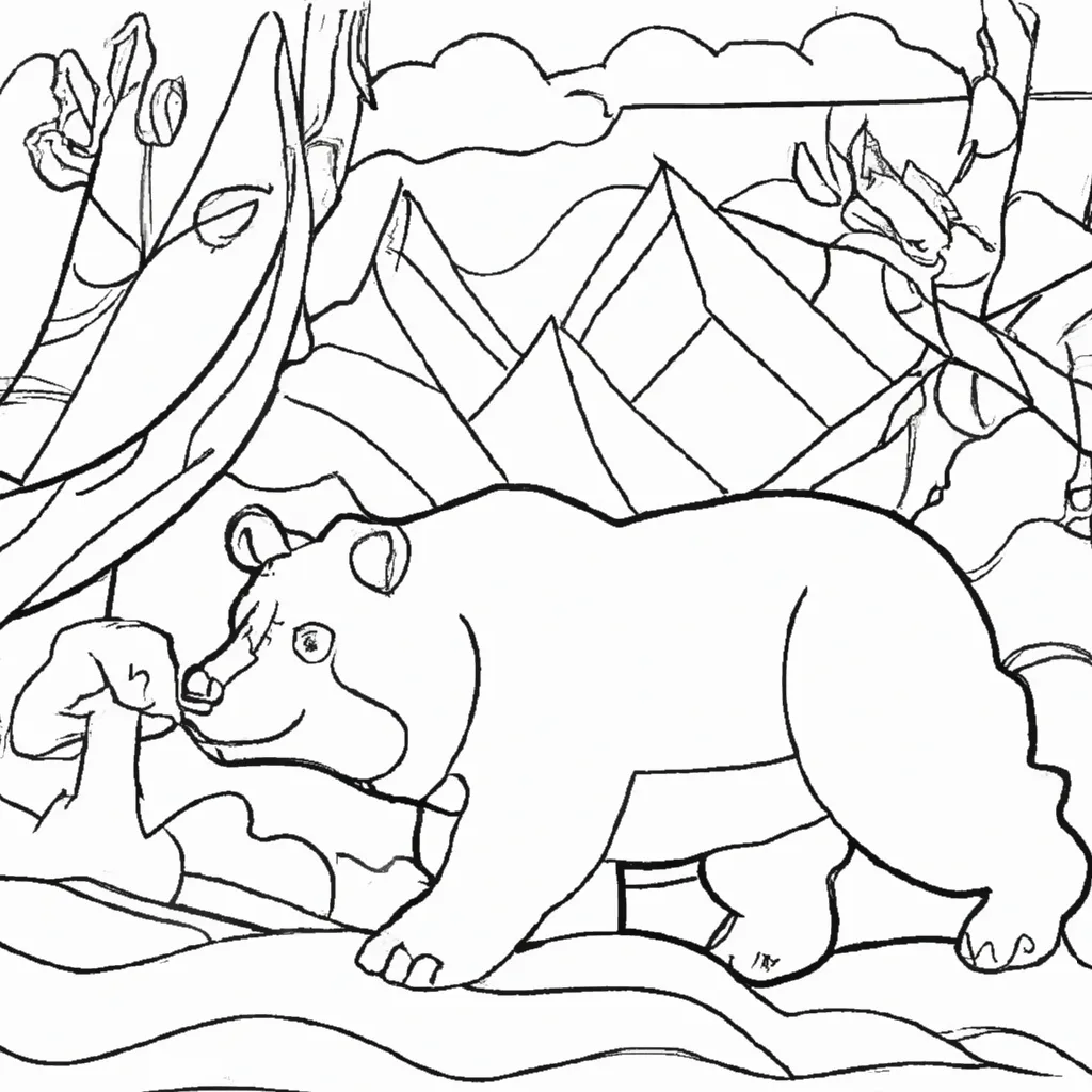 Atividade infantil de desenho urso pardo