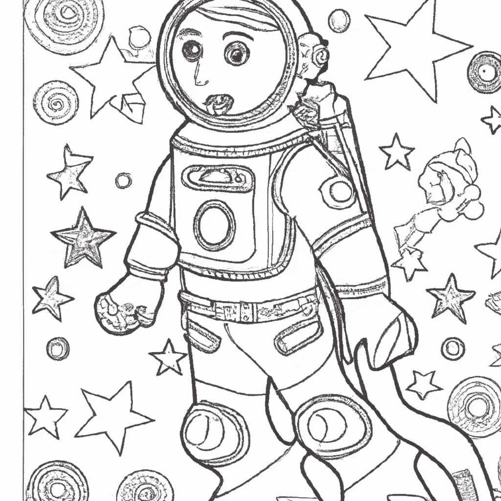 Atividade infantil de desenhos astronauta