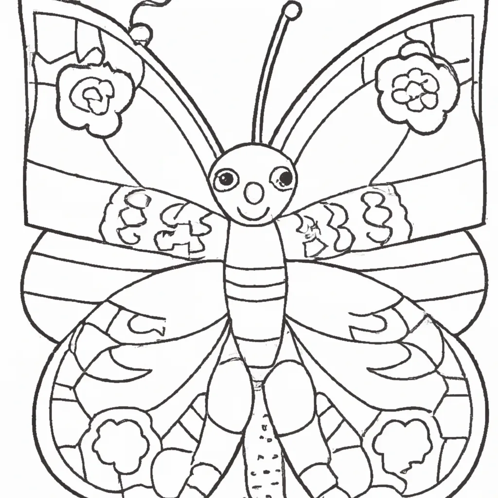 Atividade infantil de desenhos borboletas jardim