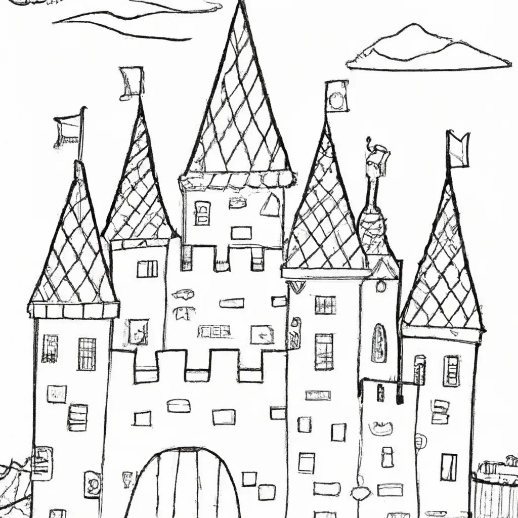 Atividade infantil de desenhos castelo