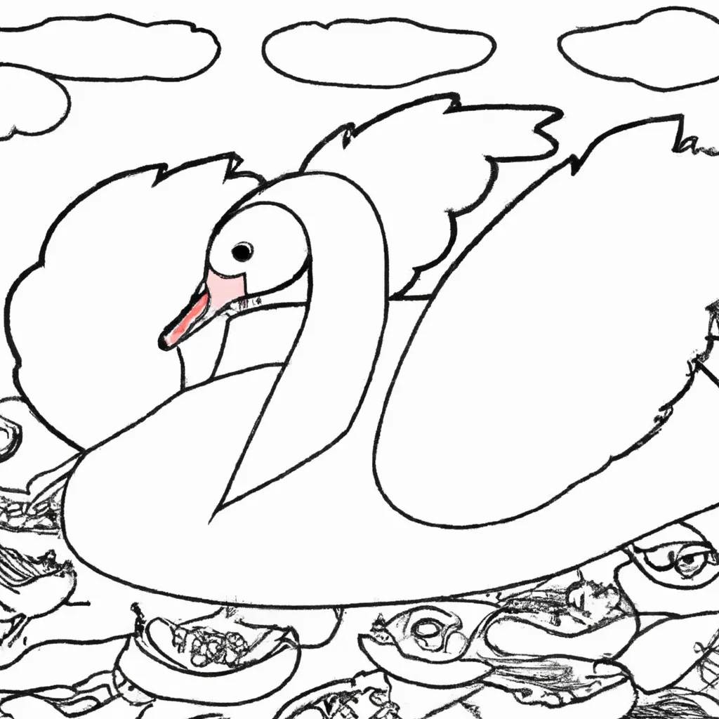 Atividade infantil de desenhos cisne