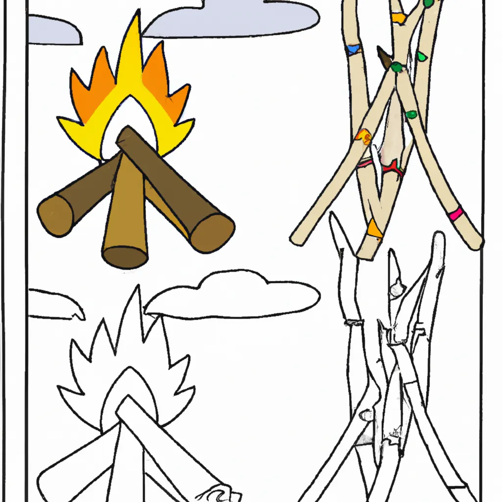 Atividade infantil de desenhos fogueira