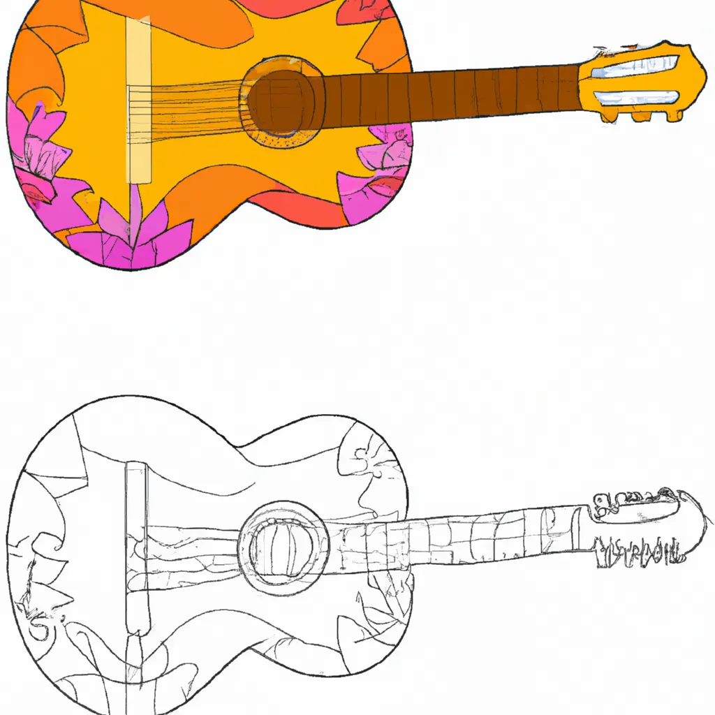 Atividade infantil de desenhos guitarra