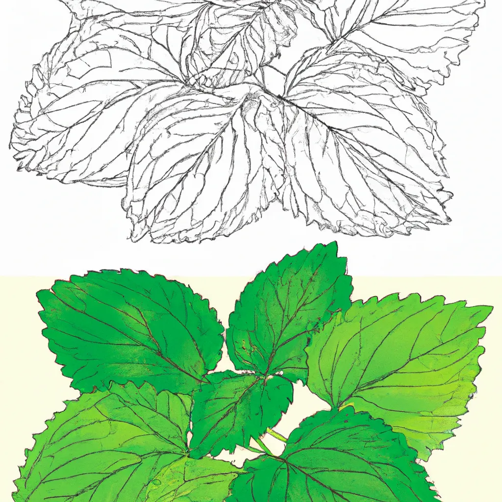 Atividade infantil de desenhos hortela arte flor verde