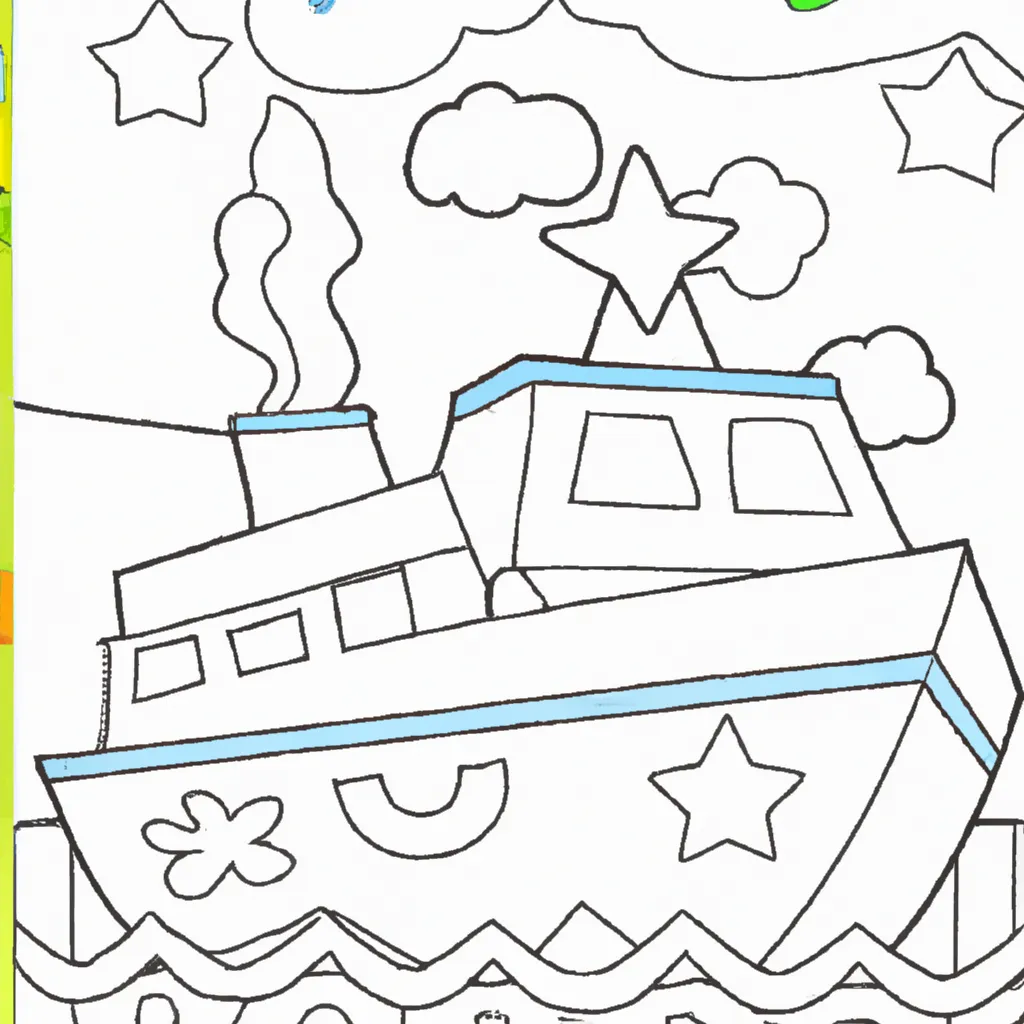 Atividade infantil de desenhos navio brinquedo