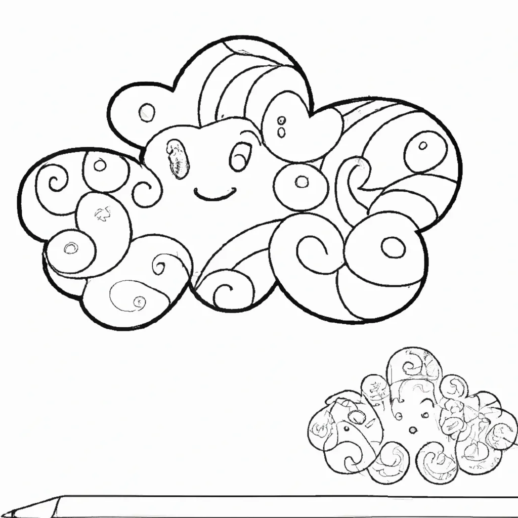 Atividade infantil de desenhos nuvem