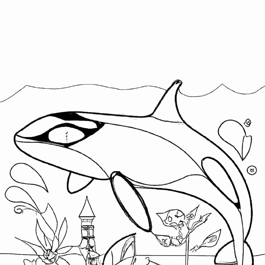 Atividade infantil de desenhos orca marinha arte bela