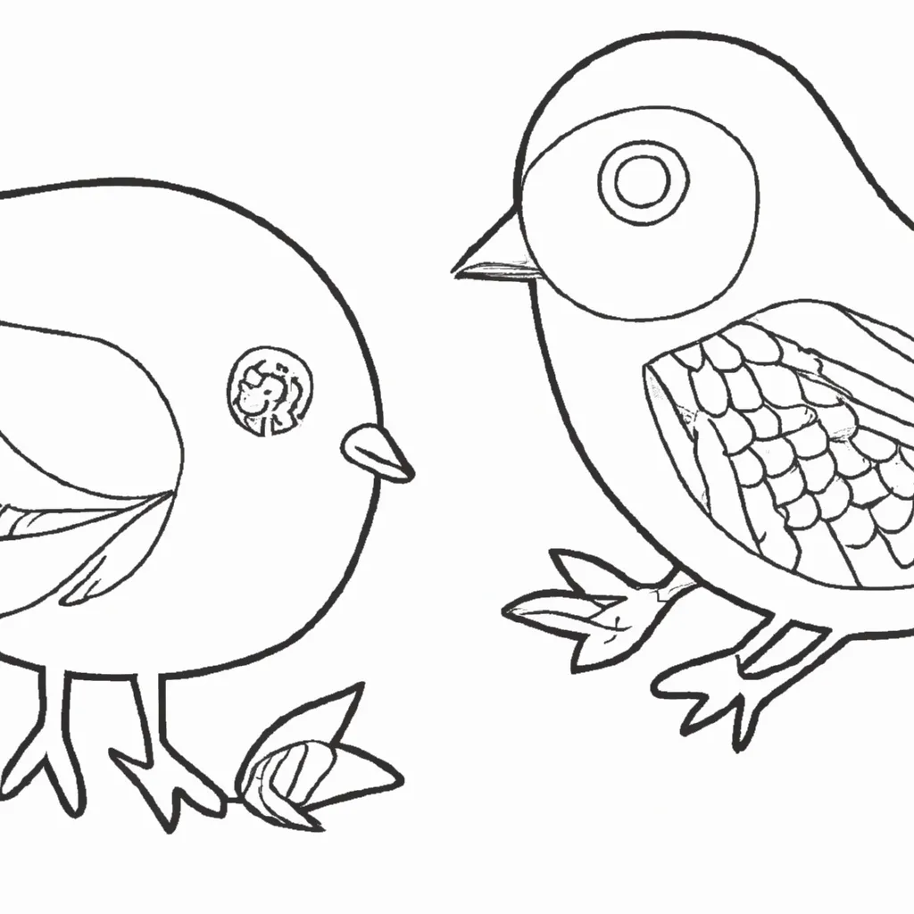 Atividade infantil de desenhos passarinhos arte natureza