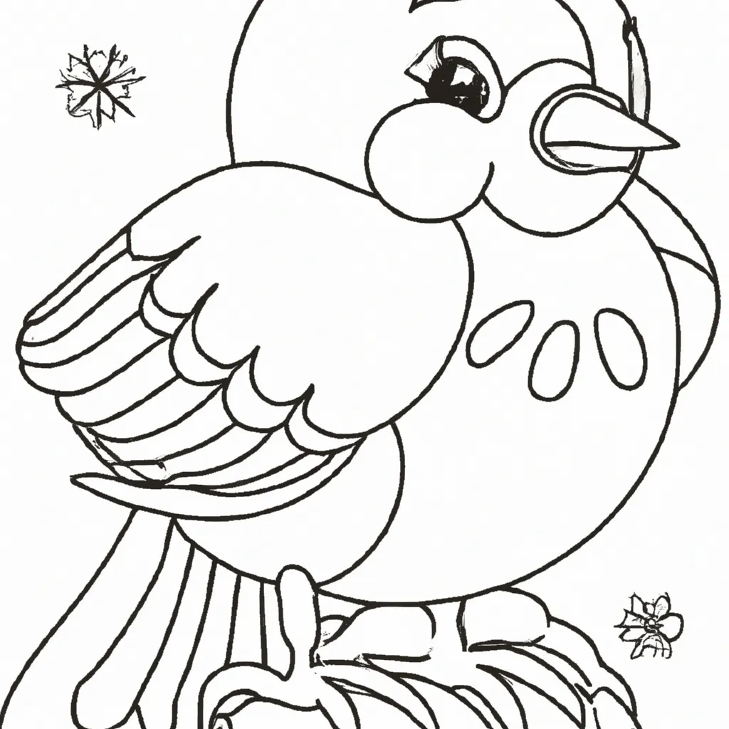 Atividade infantil de desenhos passaro neve