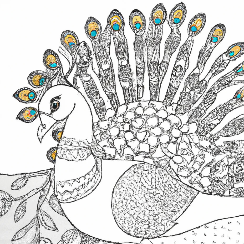Colorindo o Pavão: Desafio Divertido para Crianças! Atividade infantil de desenhos pavao arte bonita colorida