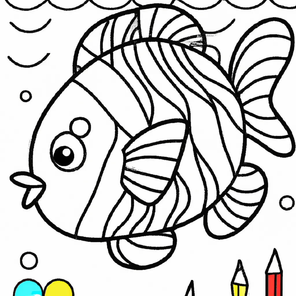 Atividade infantil de desenhos peixes infantis