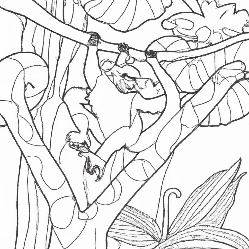 Atividade infantil de desenhos selva jungle ilustracoes