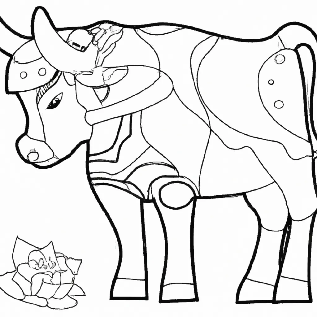 Atividade infantil de desenhos touro