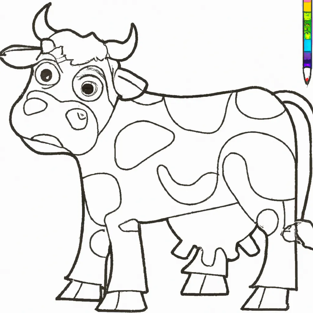 Atividade infantil de desenhos vaca