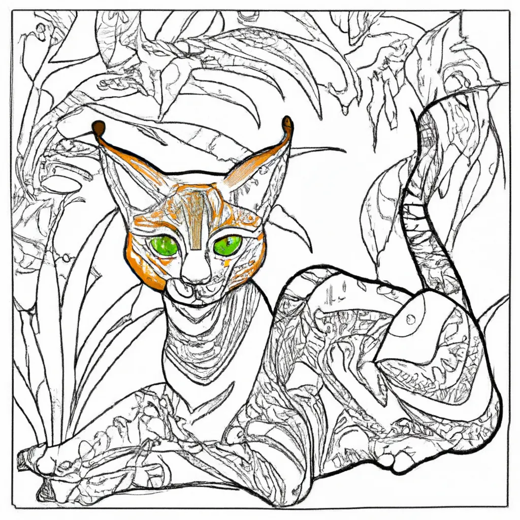 Aprenda a Colorir o Gato-Montês: Desenho Divertido para Todos! Atividade infantil de gato monte desenhos