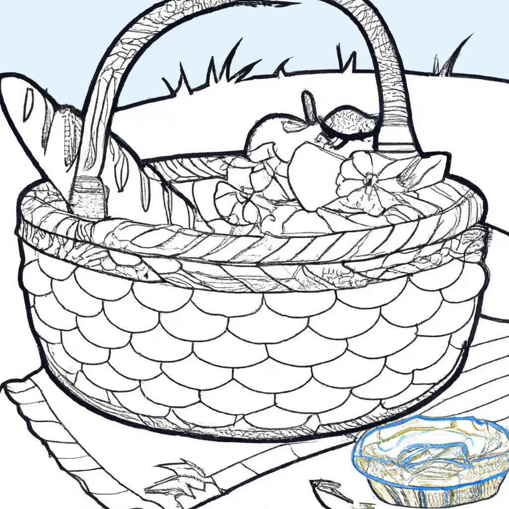 Desenho para criancas de desenho cesta piquenique