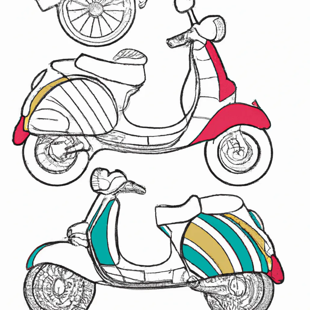 Desenho para criancas de desenhos vespas arte motociclos